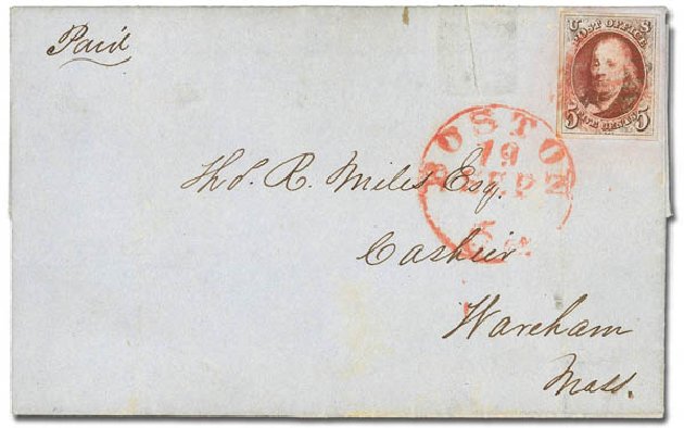 Price of US Stamp Scott Cat. #1: 1847 5c Franklin. Daniel Kelleher Auctions, Feb 2013, Sale 634, Lot 772