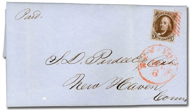 US Stamp Price Scott Cat. # 1 - 1847 5c Franklin. Daniel Kelleher Auctions, Sep 2013, Sale 639, Lot 3032