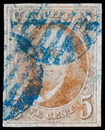 US Stamp Values Scott Cat. # 1 - 1847 5c Franklin. Schuyler J. Rumsey Philatelic Auctions, Apr 2015, Sale 60, Lot 1892