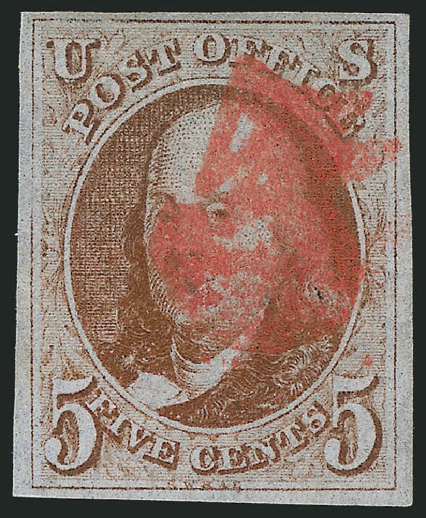 Cost of US Stamps Scott Cat. 1: 1847 5c Franklin. Robert Siegel Auction Galleries, Mar 2011, Sale 1007, Lot 2072