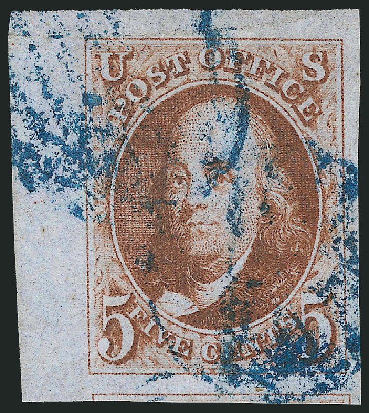 US Stamps Price Scott Catalogue #1 - 1847 5c Franklin. Robert Siegel Auction Galleries, Dec 2011, Sale 1017, Lot 22