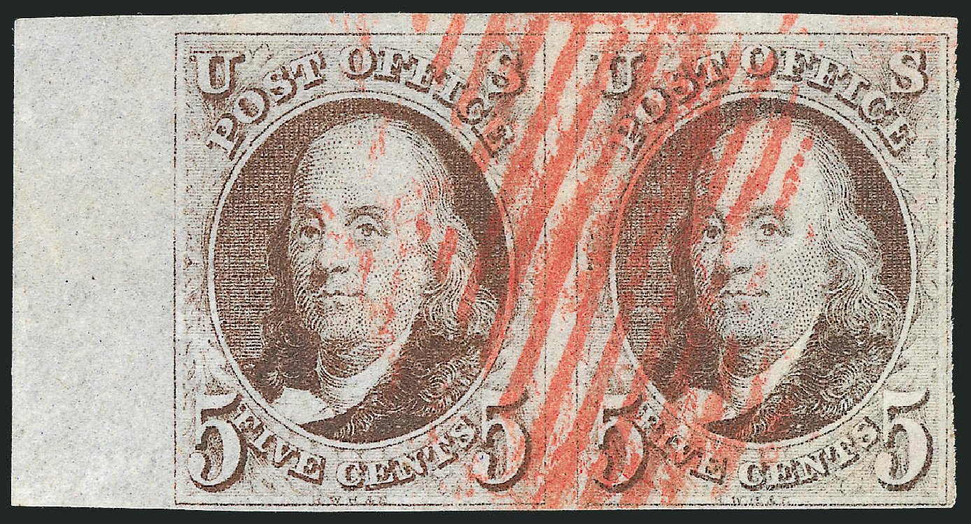 Prices of US Stamp Scott Catalog #1: 5c 1847 Franklin. Robert Siegel Auction Galleries, Dec 2011, Sale 1017, Lot 42