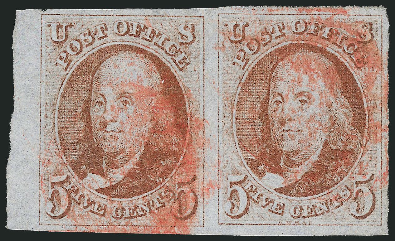 Values of US Stamps Scott Cat. 1: 1847 5c Franklin. Robert Siegel Auction Galleries, Apr 2012, Sale 1023, Lot 2102