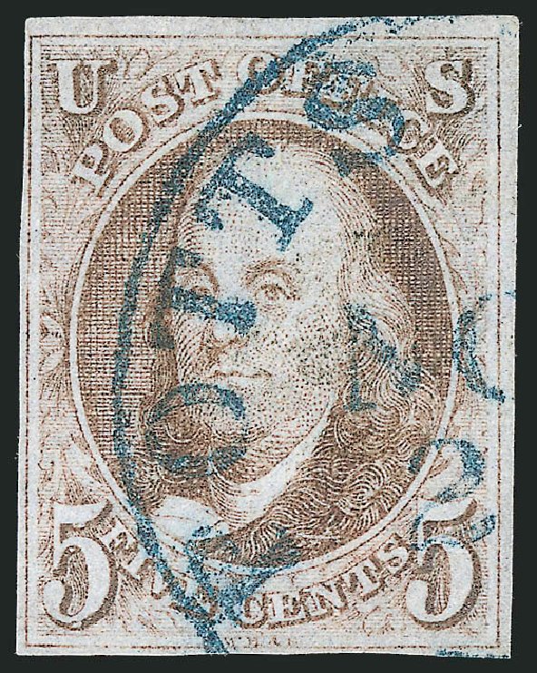 Prices of US Stamp Scott #1 - 1847 5c Franklin. Robert Siegel Auction Galleries, Apr 2012, Sale 1023, Lot 2122