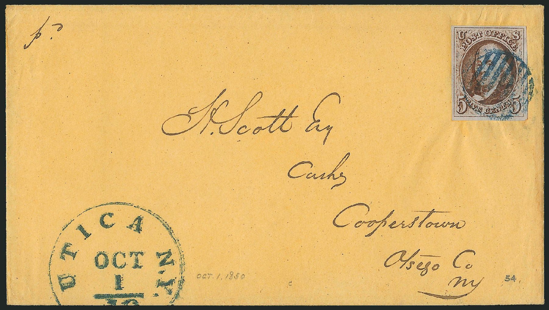 Cost of US Stamps Scott Catalogue #1: 1847 5c Franklin. Robert Siegel Auction Galleries, Apr 2012, Sale 1023, Lot 2212