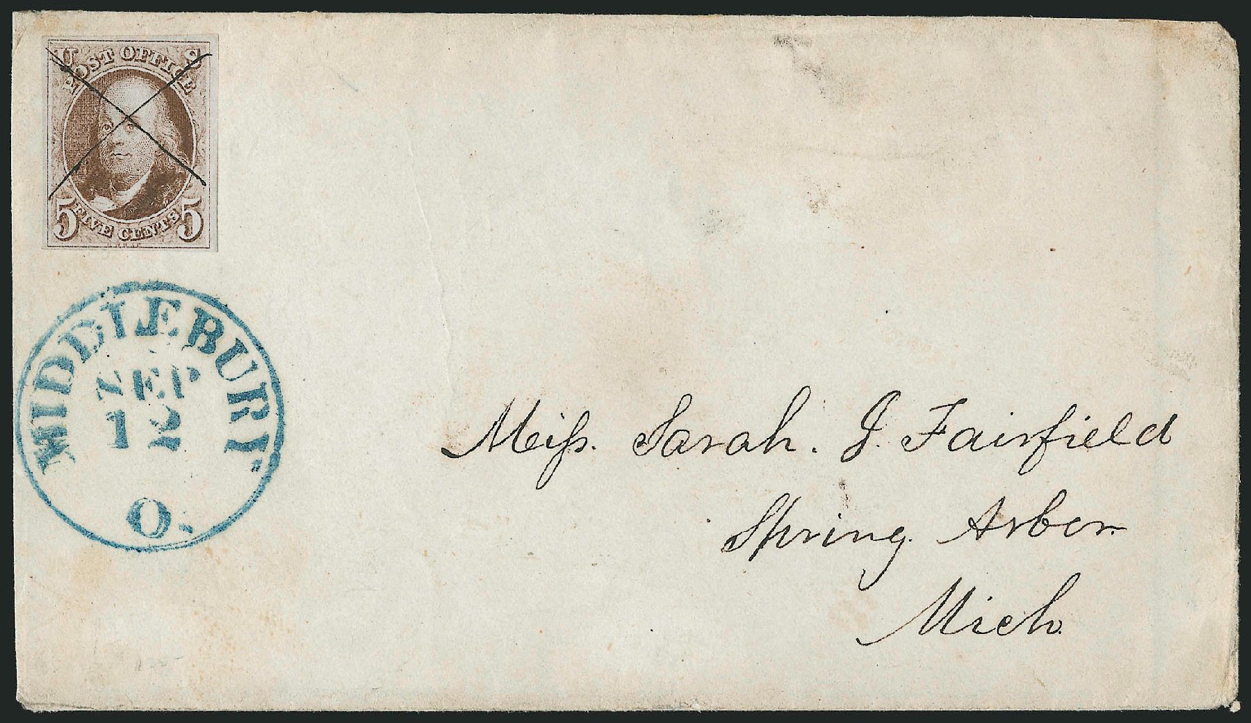 US Stamp Price Scott Cat. #1: 5c 1847 Franklin. Robert Siegel Auction Galleries, Apr 2012, Sale 1023, Lot 2222