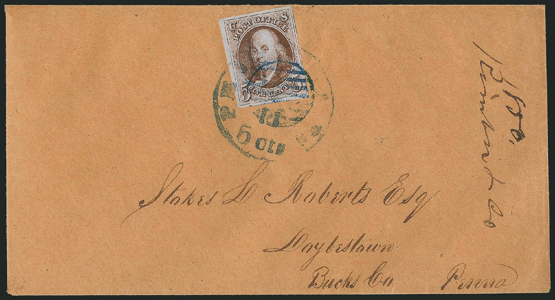 Value of US Stamps Scott Catalog # 1: 1847 5c Franklin. Robert Siegel Auction Galleries, Apr 2012, Sale 1023, Lot 2282