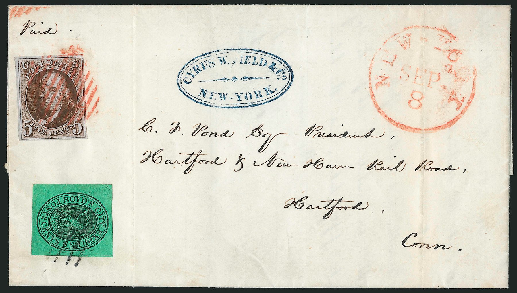 Costs of US Stamps Scott Cat. #1: 1847 5c Franklin. Robert Siegel Auction Galleries, Apr 2012, Sale 1023, Lot 2402