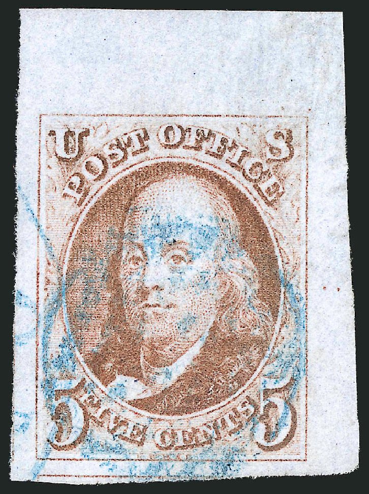 US Stamp Prices Scott Catalogue #1: 5c 1847 Franklin. Robert Siegel Auction Galleries, Oct 2012, Sale 1032, Lot 3002