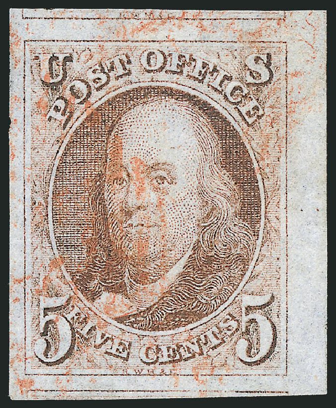 Costs of US Stamps Scott Cat. # 1 - 1847 5c Franklin. Robert Siegel Auction Galleries, Nov 2012, Sale 1034, Lot 2