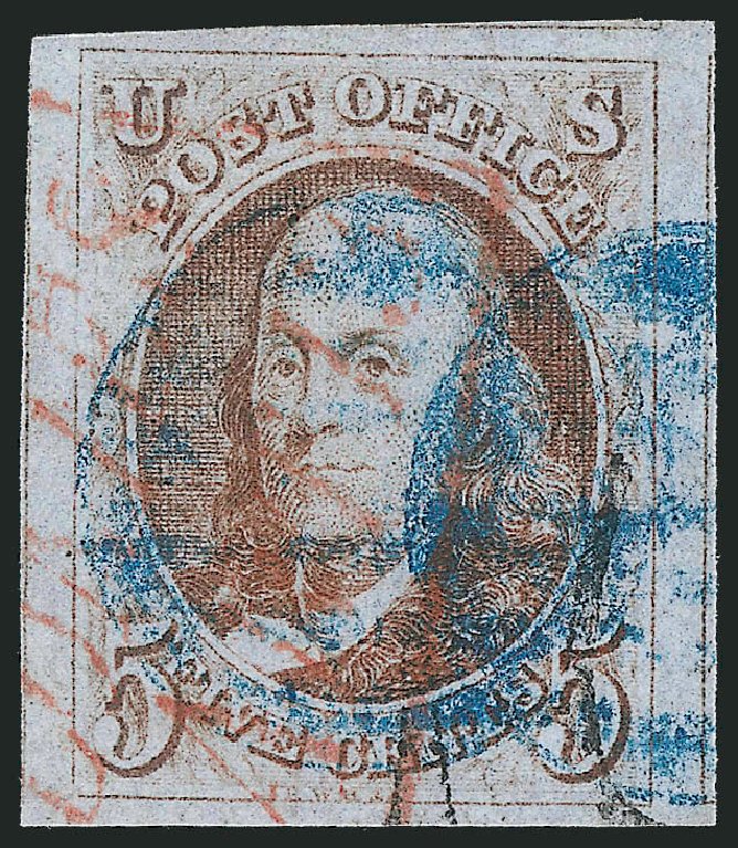 Cost of US Stamps Scott Catalog # 1: 1847 5c Franklin. Robert Siegel Auction Galleries, Jul 2013, Sale 1050, Lot 52