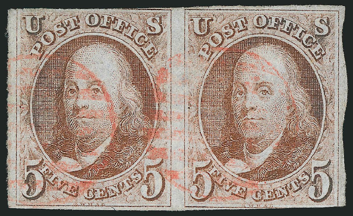 Costs of US Stamp Scott Catalogue #1 - 1847 5c Franklin. Robert Siegel Auction Galleries, Mar 2014, Sale 1067, Lot 862