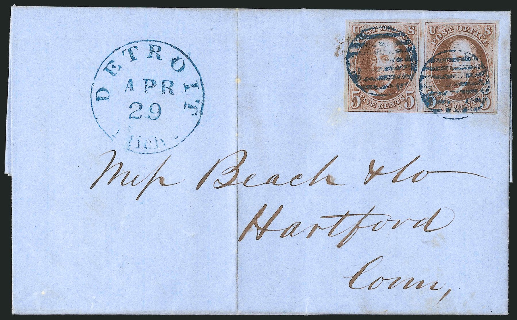 US Stamp Value Scott Cat. #1 - 5c 1847 Franklin. Robert Siegel Auction Galleries, Oct 2014, Sale 1082, Lot 332