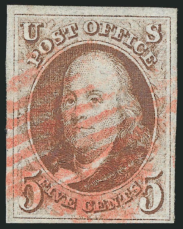 Prices of US Stamps Scott Cat. #1: 1847 5c Franklin. Robert Siegel Auction Galleries, Apr 2015, Sale 1096, Lot 2