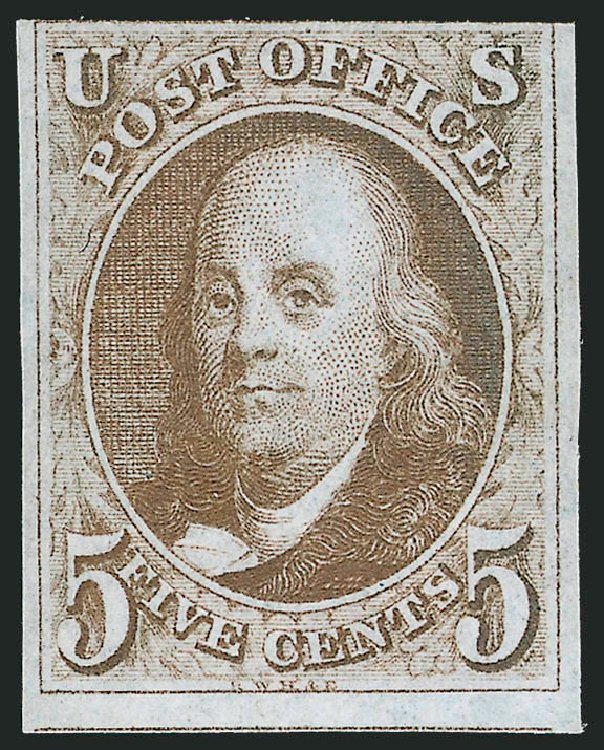 US Stamp Price Scott Catalogue #1 - 5c 1847 Franklin. Robert Siegel Auction Galleries, Oct 2008, Sale 963, Lot 12