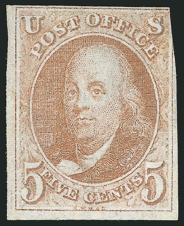 Costs of US Stamps Scott Catalog #1: 5c 1847 Franklin. Robert Siegel Auction Galleries, Jun 2009, Sale 975, Lot 1052