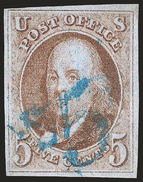 Price of US Stamps Scott Catalog # 1 - 1847 5c Franklin. Robert Siegel Auction Galleries, Jun 2009, Sale 975, Lot 1062