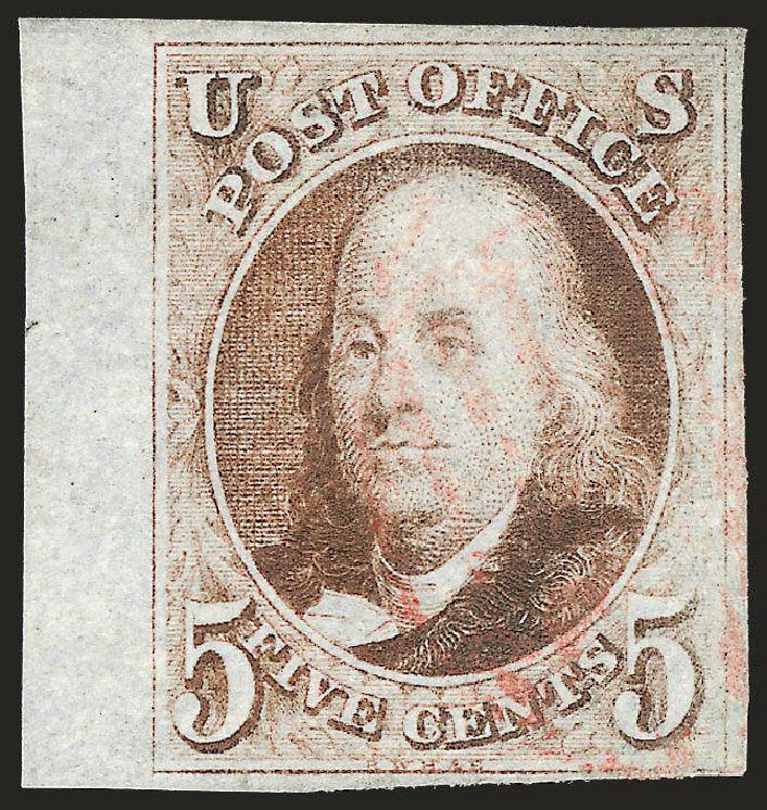 US Stamps Value Scott # 1 - 5c 1847 Franklin. Robert Siegel Auction Galleries, Jun 2009, Sale 975, Lot 1072
