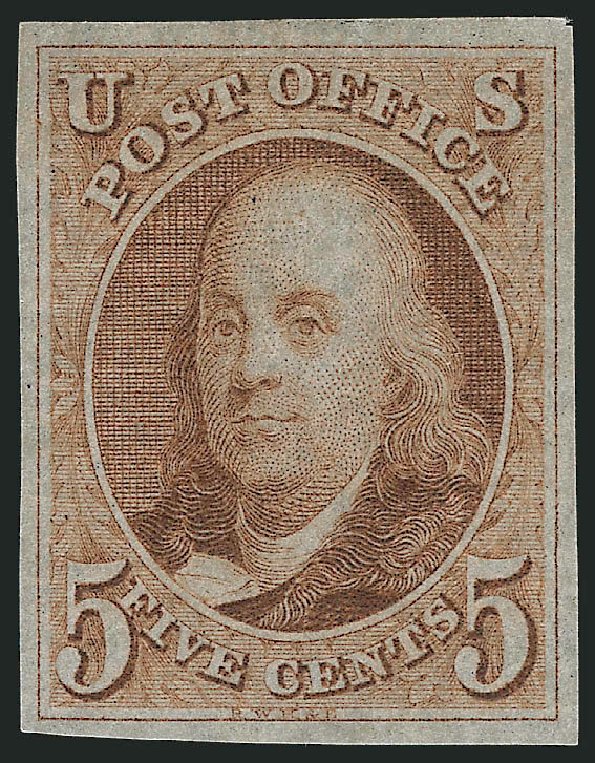 Costs of US Stamp Scott Catalog # 1: 5c 1847 Franklin. Robert Siegel Auction Galleries, Sep 2009, Sale 976, Lot 1002