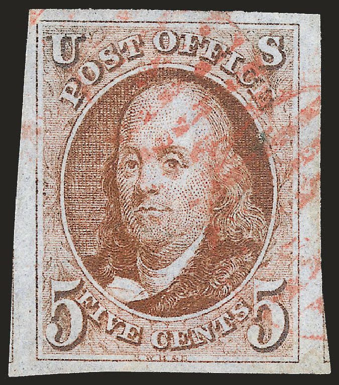 US Stamps Prices Scott Catalog #1 - 1847 5c Franklin. Robert Siegel Auction Galleries, Sep 2009, Sale 976, Lot 1062