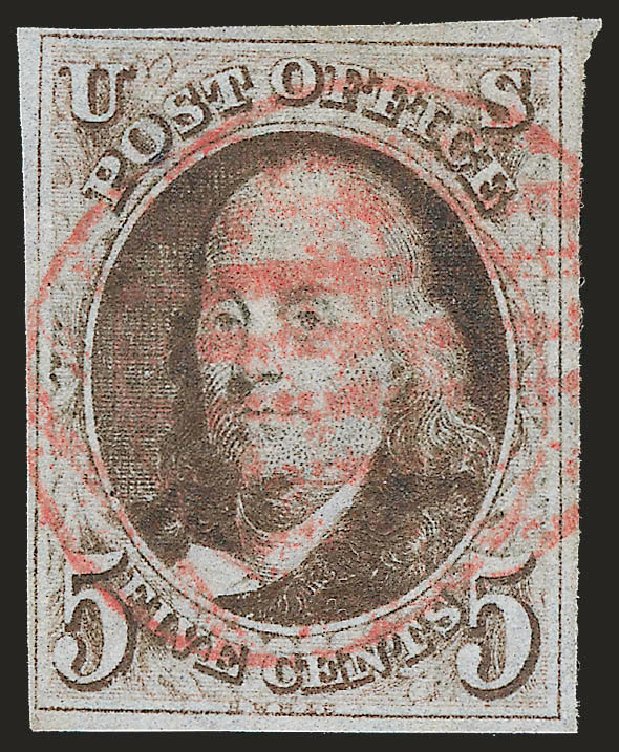 US Stamp Price Scott Catalogue 1 - 5c 1847 Franklin. Robert Siegel Auction Galleries, Dec 2009, Sale 982, Lot 5012