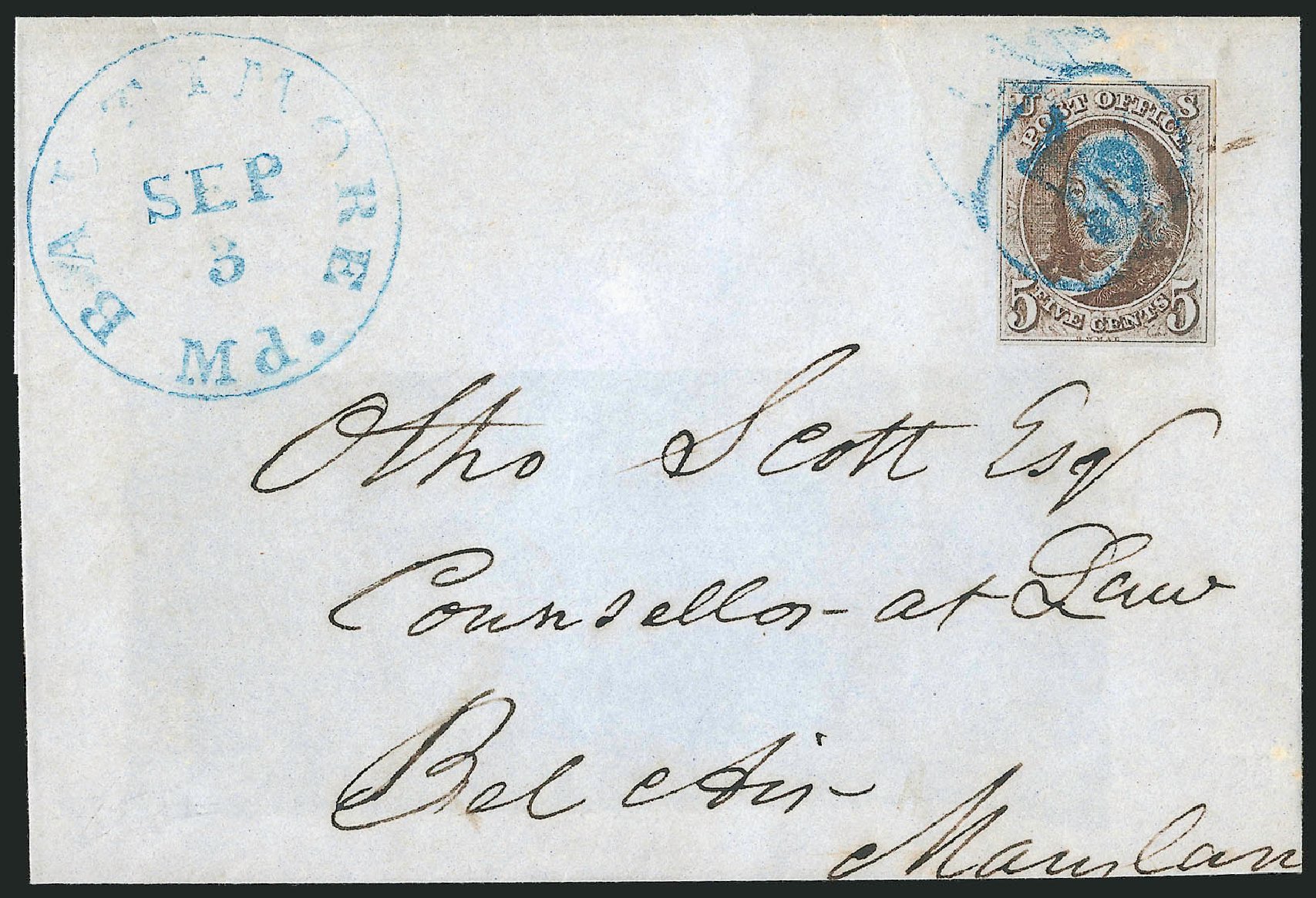 Cost of US Stamp Scott 1 - 5c 1847 Franklin. Robert Siegel Auction Galleries, Sep 2010, Sale 993, Lot 152