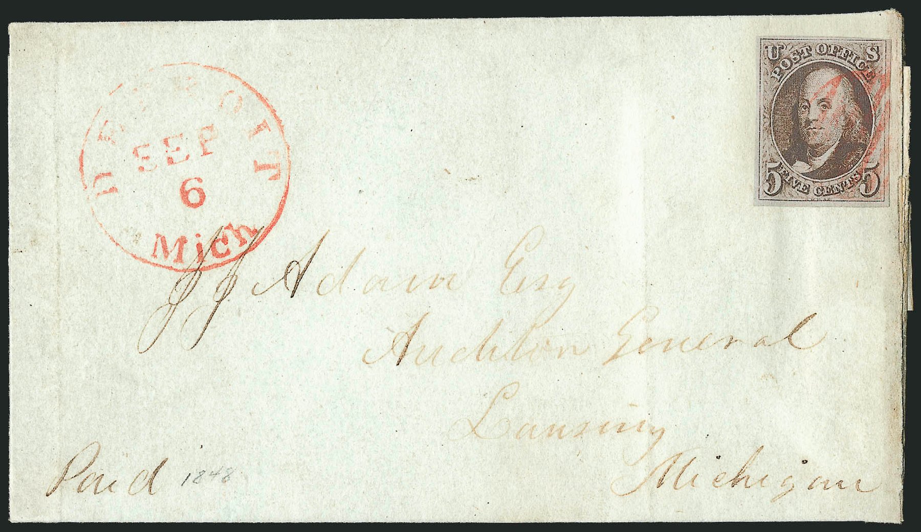 Cost of US Stamp Scott # 1 - 5c 1847 Franklin. Robert Siegel Auction Galleries, Sep 2010, Sale 993, Lot 202