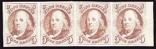 Prices of US Stamps Scott Cat. #1: 1847 5c Franklin. Spink Shreves Galleries, Jan 2014, Sale 146, Lot 122