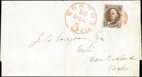 Cost of US Stamps Scott Cat. #1 - 5c 1847 Franklin. Spink Shreves Galleries, Jan 2015, Sale 150, Lot 12