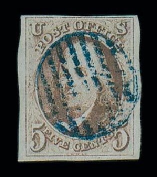US Stamps Price Scott Catalogue #1 - 5c 1847 Franklin. Matthew Bennett International, Jun 2007, Sale 319, Lot 1023