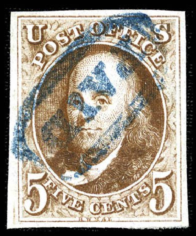 US Stamp Value Scott Catalogue 1 - 5c 1847 Franklin. Matthew Bennett International, Feb 2012, Sale 340, Lot 33