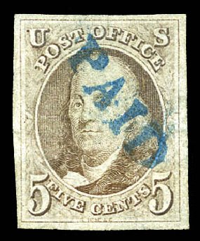 Prices of US Stamp Scott Catalogue #1: 1847 5c Franklin. Matthew Bennett International, Mar 2012, Sale 344, Lot 4183