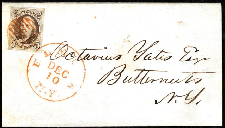 Cost of US Stamps Scott # 1 - 1847 5c Franklin. Cherrystone Auctions, Jun 2009, Sale 200906, Lot 3