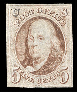 US Stamps Price Scott Catalogue # 1: 5c 1847 Franklin. Cherrystone Auctions, Nov 2009, Sale 200911, Lot 3003