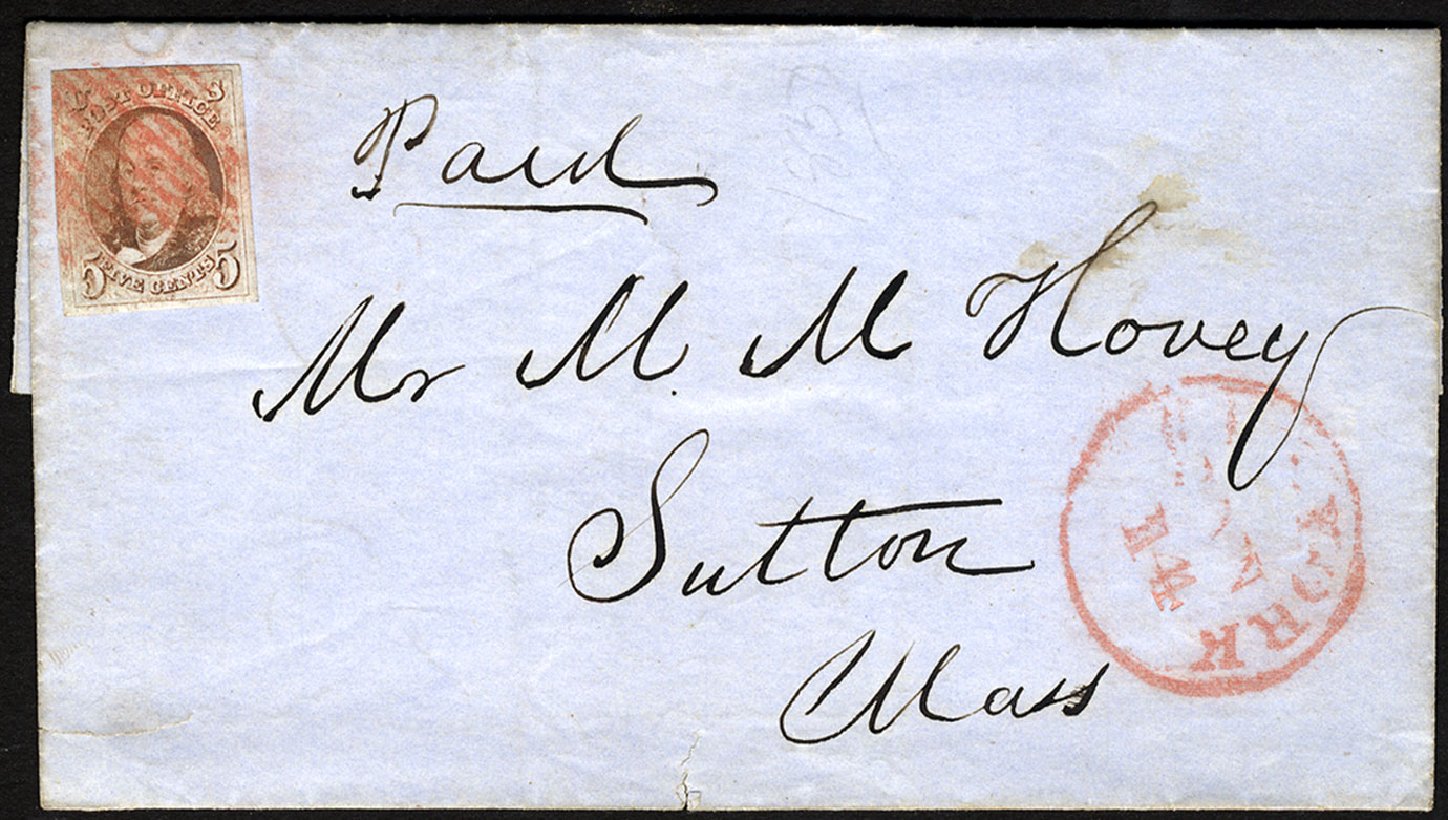 Cost of US Stamps Scott Catalogue #1 - 1847 5c Franklin. Cherrystone Auctions, Jan 2010, Sale 201001, Lot 13
