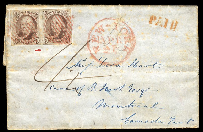 US Stamp Values Scott Catalogue # 1: 1847 5c Franklin. Cherrystone Auctions, Feb 2011, Sale 201102, Lot 3