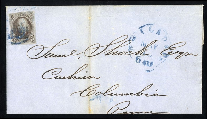 US Stamp Value Scott #1 - 1847 5c Franklin. Cherrystone Auctions, Jan 2015, Sale 201501, Lot 23