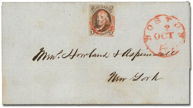 Costs of US Stamp Scott Cat. # 1: 5c 1847 Franklin. Daniel Kelleher Auctions, Feb 2013, Sale 634, Lot 773