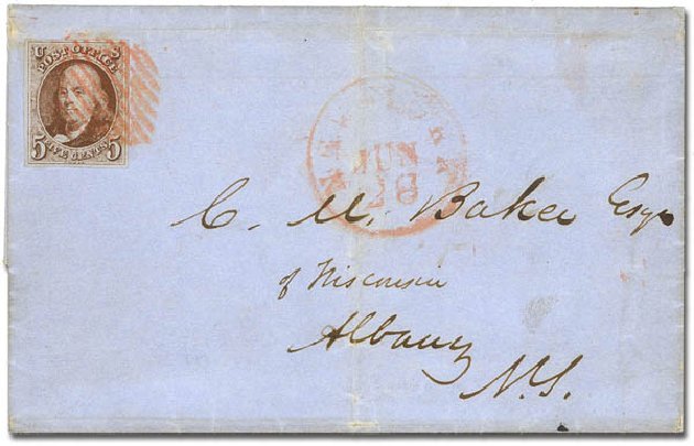 Values of US Stamp Scott Catalog 1: 1847 5c Franklin. Daniel Kelleher Auctions, Feb 2013, Sale 634, Lot 793