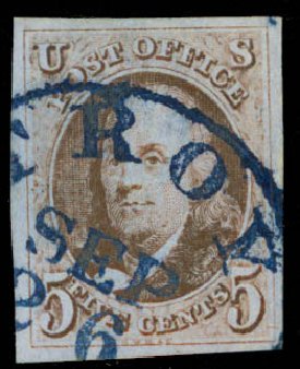 Costs of US Stamps Scott Catalog # 1 - 5c 1847 Franklin. Daniel Kelleher Auctions, Sep 2014, Sale 655, Lot 123