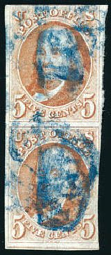 Costs of US Stamp Scott Catalogue #1: 5c 1847 Franklin. Schuyler J. Rumsey Philatelic Auctions, Apr 2015, Sale 60, Lot 1893