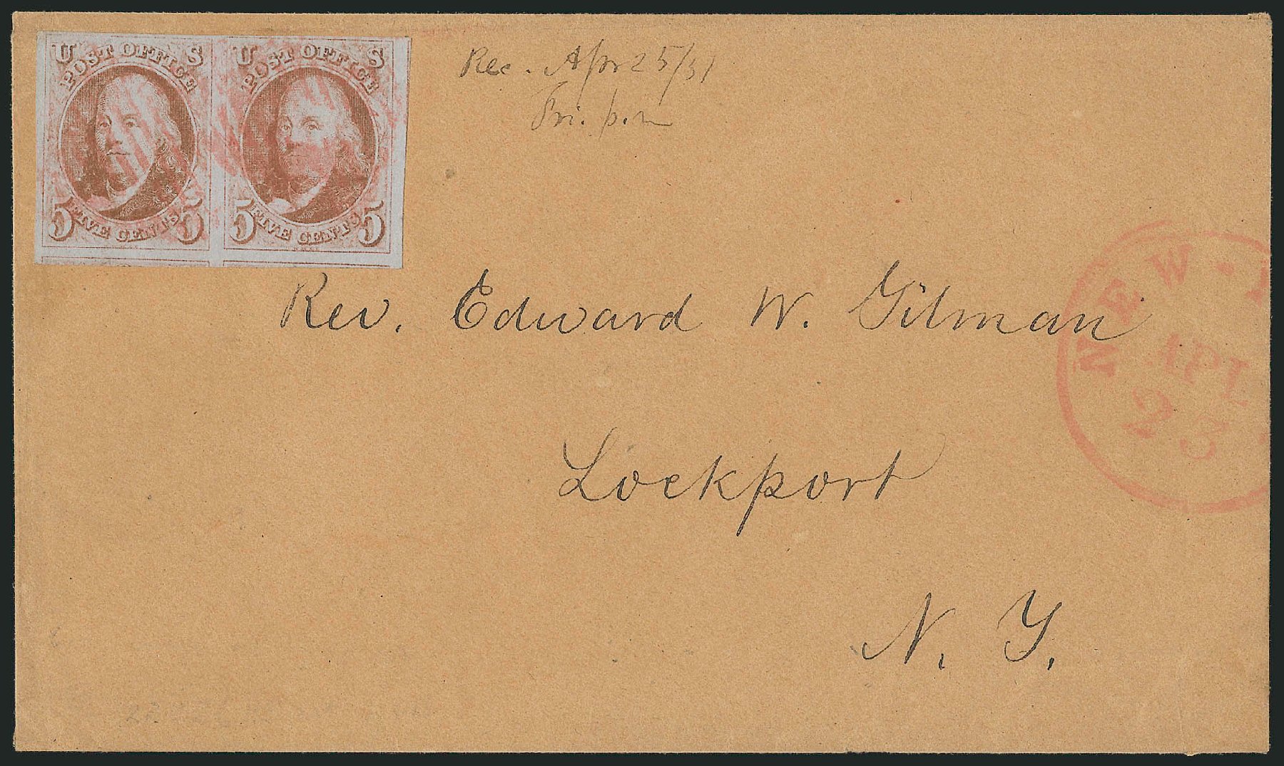 US Stamps Value Scott Catalogue # 1 - 5c 1847 Franklin. Robert Siegel Auction Galleries, Jun 2011, Sale 1010, Lot 13