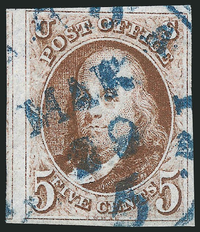 US Stamps Value Scott Catalog # 1: 1847 5c Franklin. Robert Siegel Auction Galleries, Jun 2011, Sale 1011, Lot 383