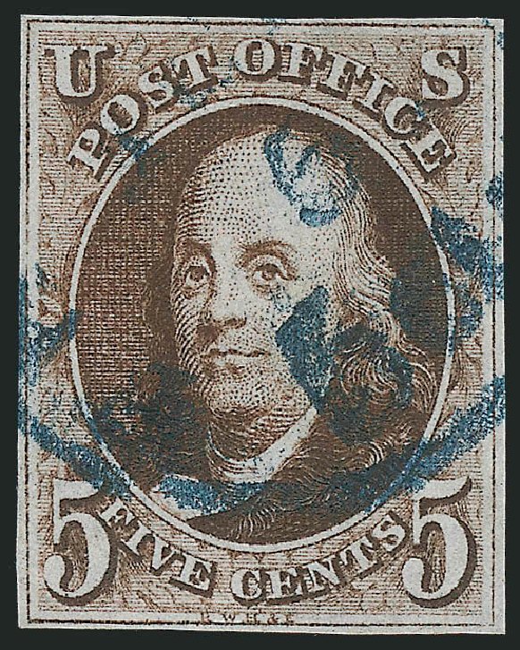 Values of US Stamps Scott 1 - 5c 1847 Franklin. Robert Siegel Auction Galleries, Oct 2011, Sale 1014, Lot 1013