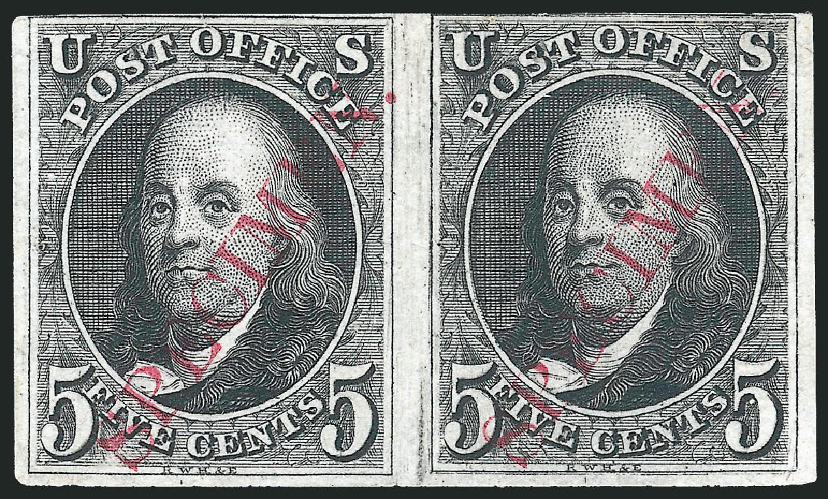 US Stamps Price Scott Catalog # 1 - 1847 5c Franklin. Robert Siegel Auction Galleries, Dec 2011, Sale 1017, Lot 3