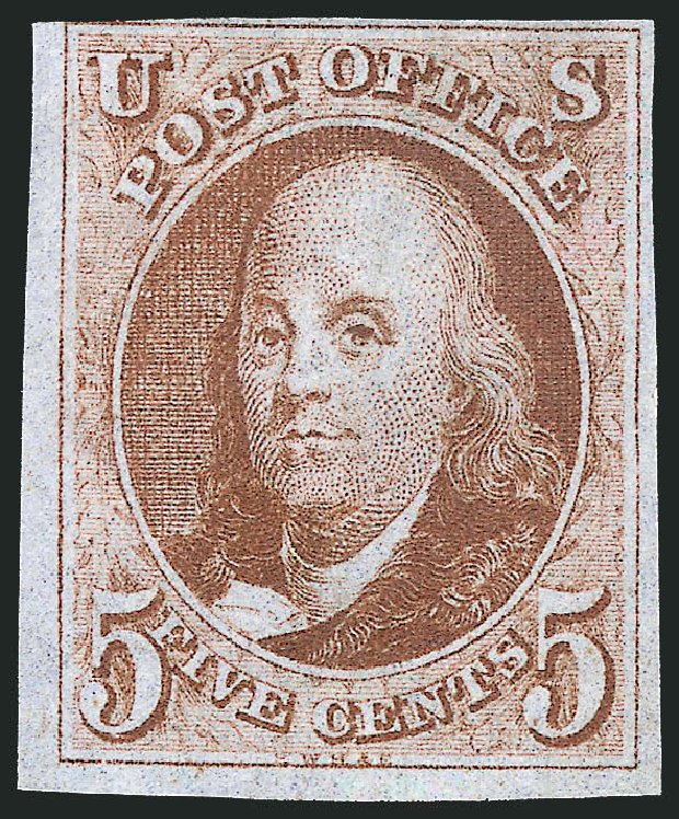 Cost of US Stamps Scott Cat. #1: 1847 5c Franklin. Robert Siegel Auction Galleries, Mar 2012, Sale 1021, Lot 103