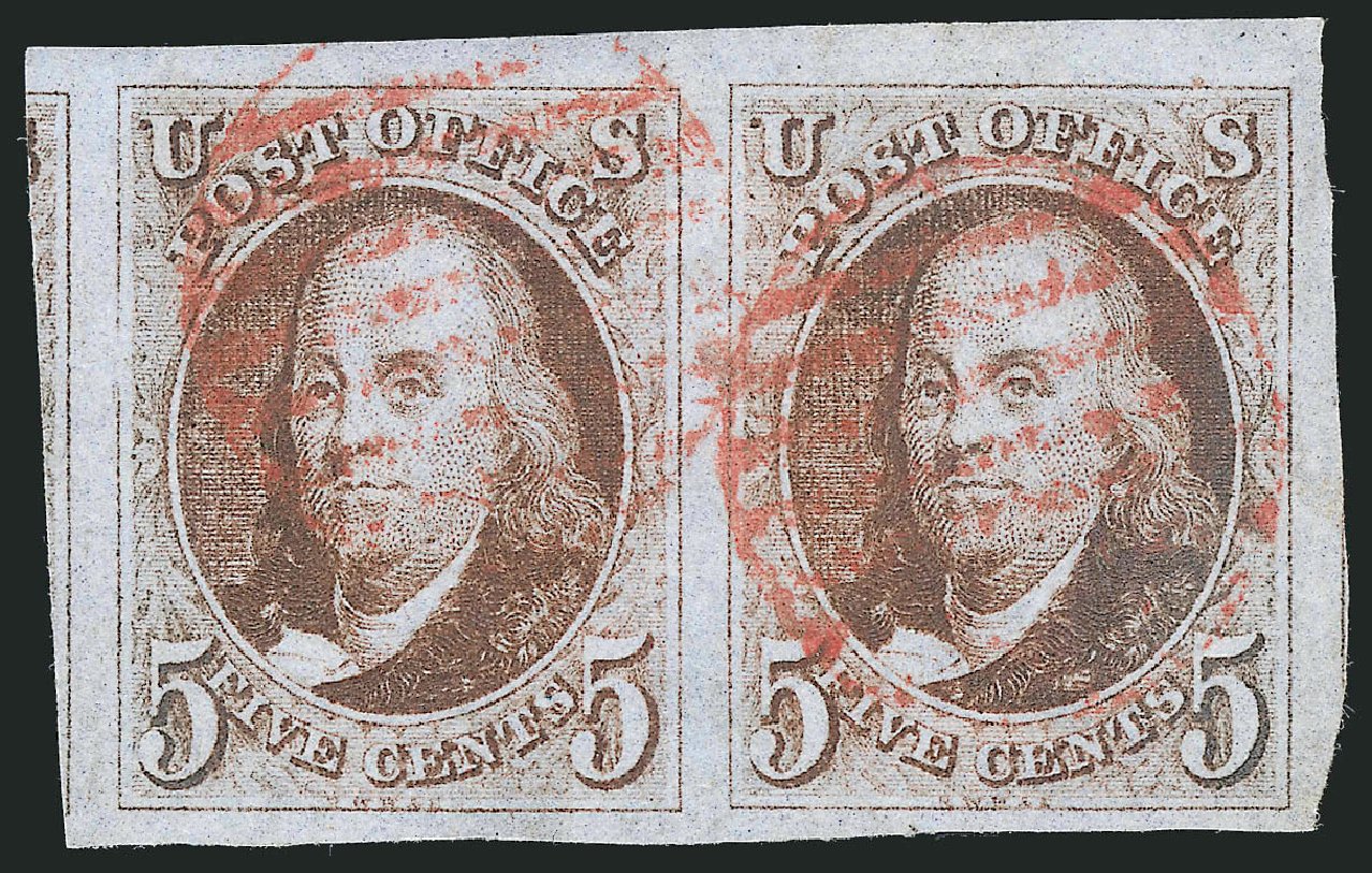 Prices of US Stamps Scott Cat. 1: 1847 5c Franklin. Robert Siegel Auction Galleries, Apr 2012, Sale 1023, Lot 2043