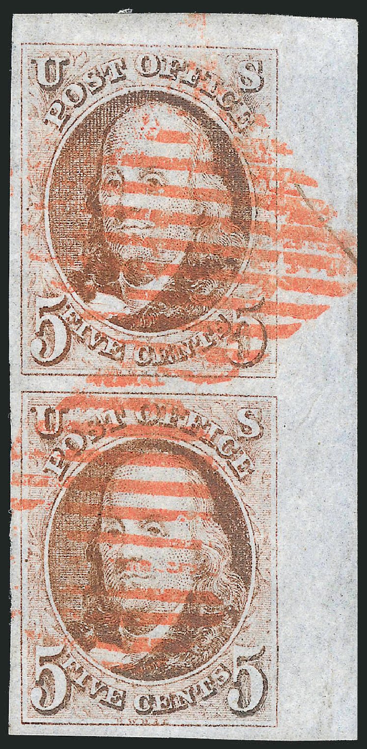 Cost of US Stamp Scott Catalog #1 - 1847 5c Franklin. Robert Siegel Auction Galleries, Apr 2012, Sale 1023, Lot 2053