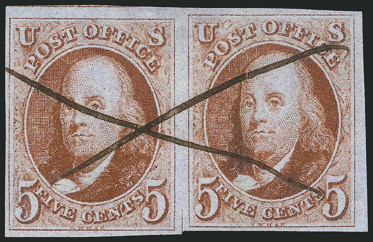 US Stamp Prices Scott # 1: 5c 1847 Franklin. Robert Siegel Auction Galleries, Apr 2012, Sale 1023, Lot 2103