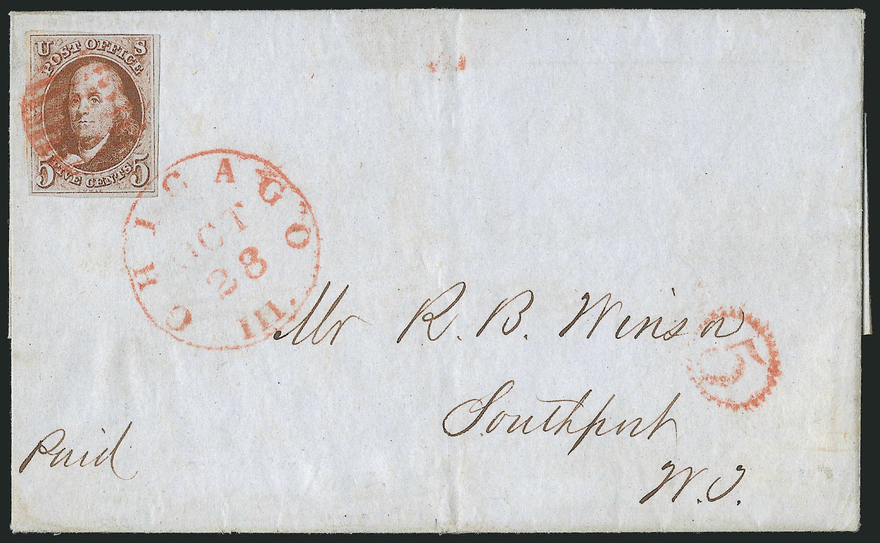 Values of US Stamps Scott # 1 - 1847 5c Franklin. Robert Siegel Auction Galleries, Apr 2012, Sale 1023, Lot 2263